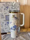 Stanley x LoveShackFancy 40oz Everblooming Rosettes Quencher Blue Authentic BeautySense