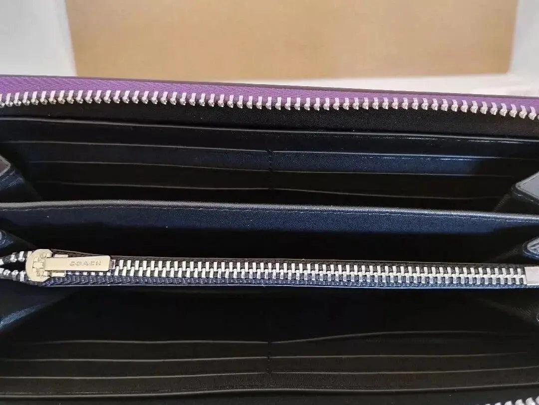 COACH Long Zip Wallet with Strap Purple Signature C4452 New BeautySense