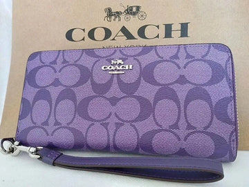 COACH Long Zip Wallet with Strap Purple Signature C4452 New BeautySense