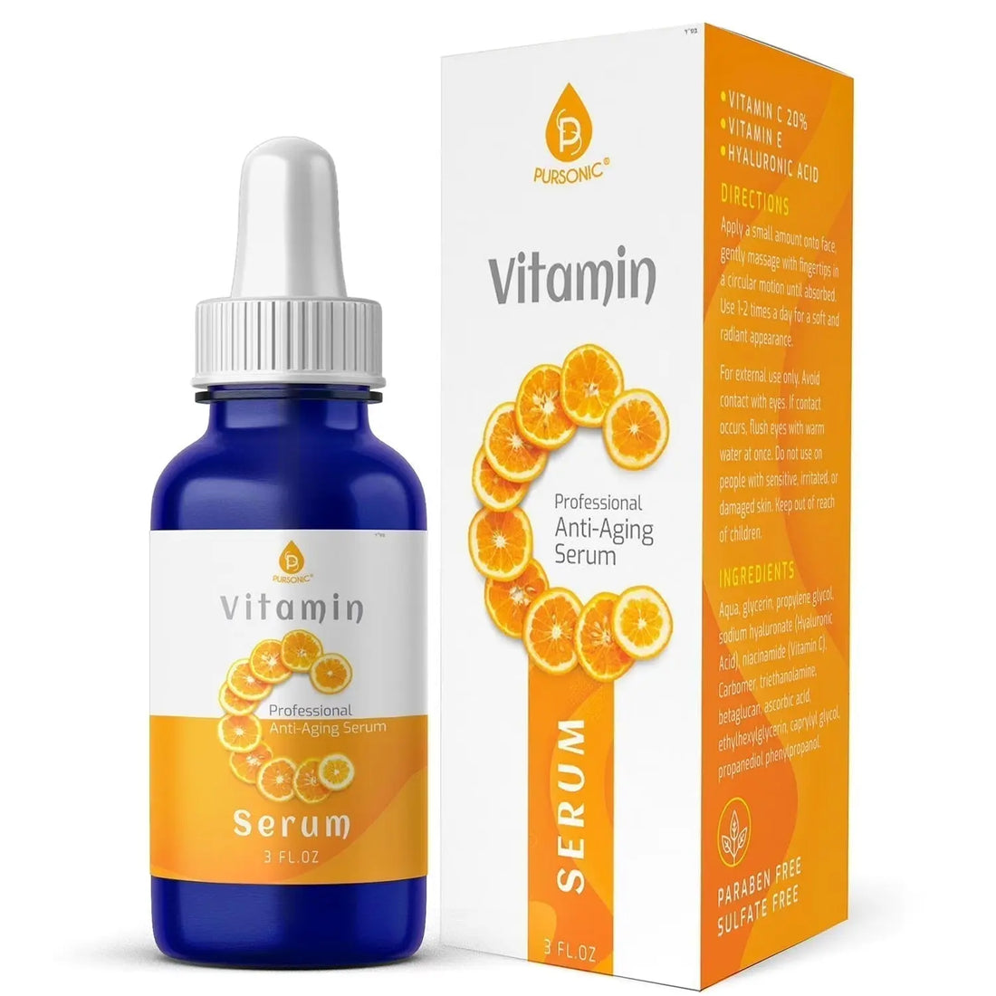 Pursonic Vitamin C Professional Anti-Aging Serum – 3 fl oz (90ml) Brightening & Skin Repair by Pursonic Lurexa